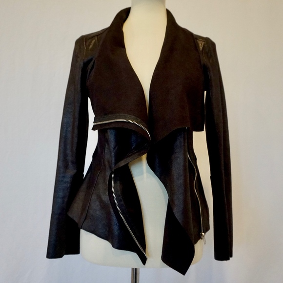 Angl Chic Drape Collar Black Jacket - Picture 1 of 7